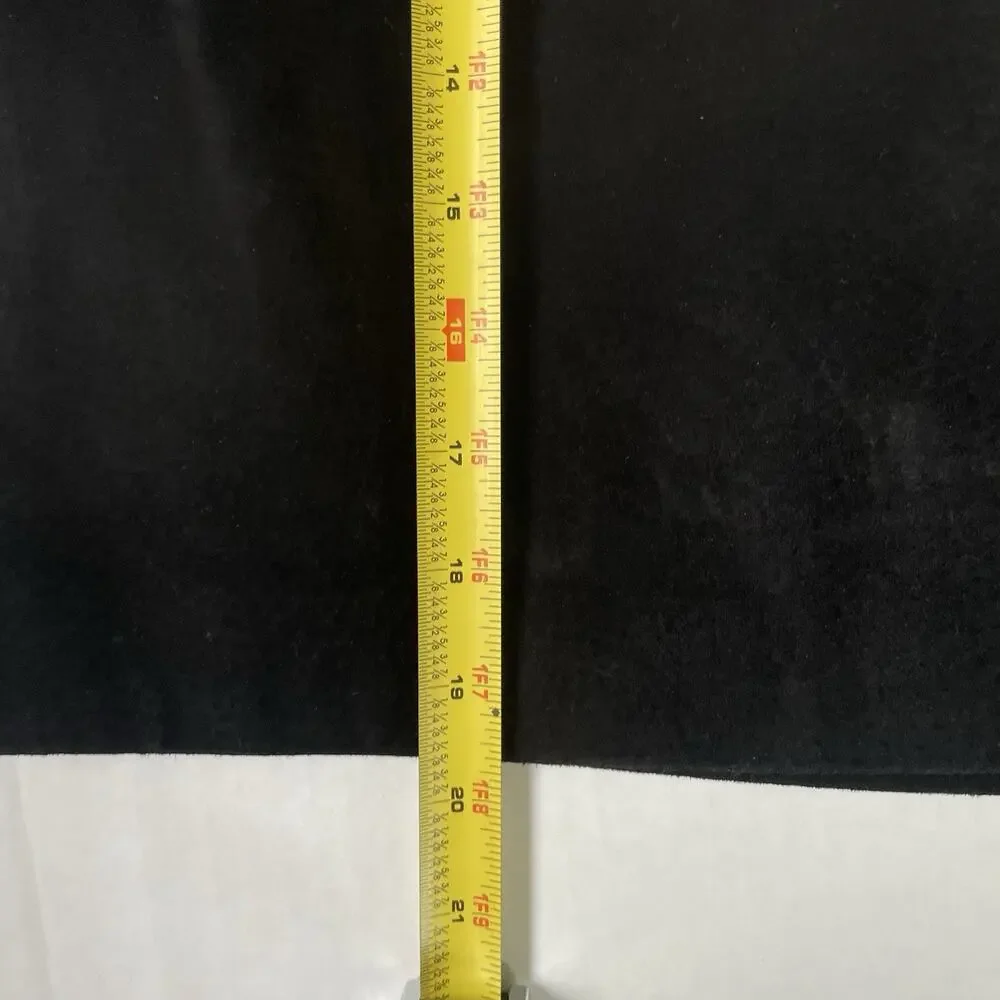 Vtg Coldwater Creek Suede Skirt PM‎ Black Minimalist Midi Lined Genuine Leather